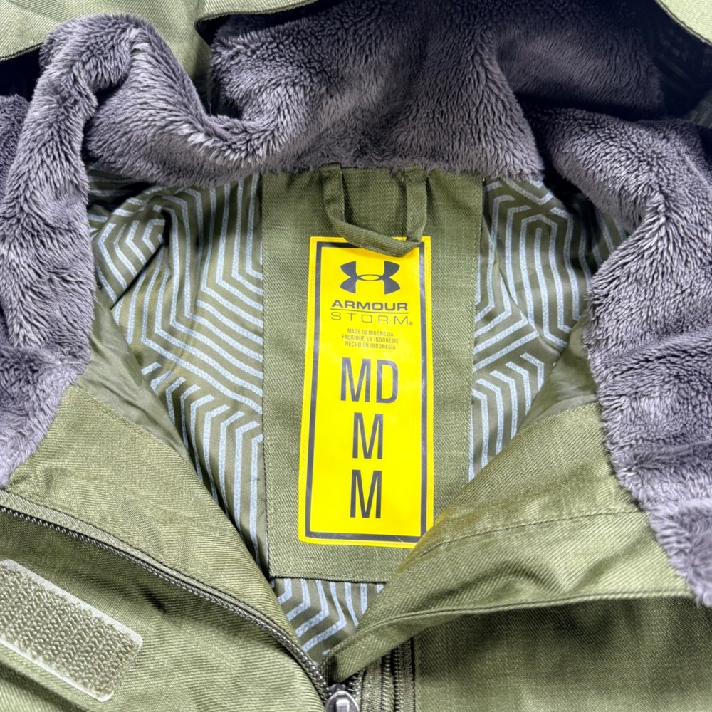 Under Armour Storm ColdGear Infrared Jacket Green Hooded Parka Womens Medium - Picture 5 of 13